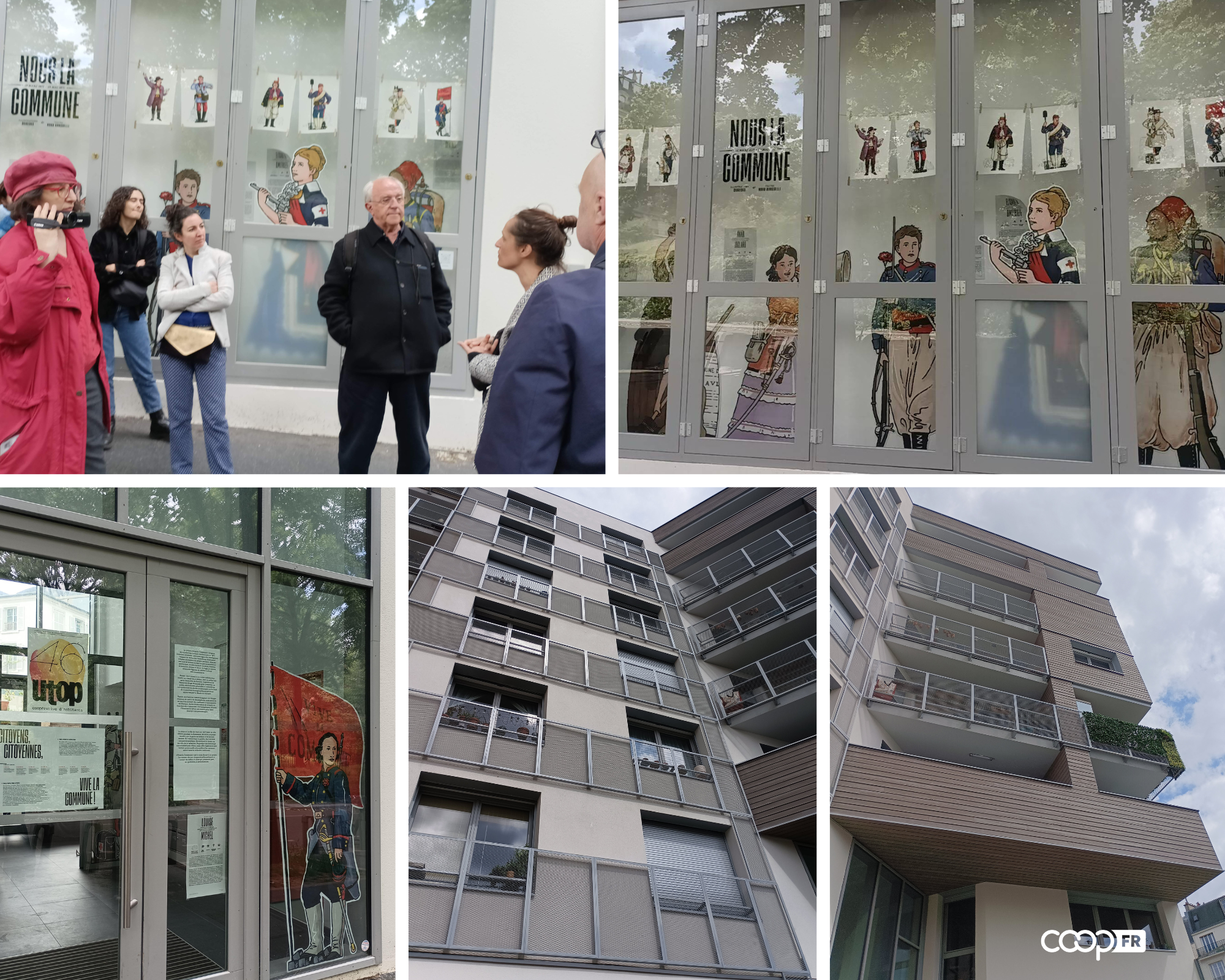 UTOP accueille jusqu’en septembre l’exposition “Nous la commune!” de l’affichiste et street artiste Dugudus sur la vitrine de son immeuble.