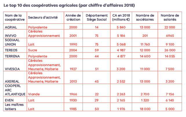 Top 10 coopératives agricoles