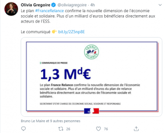 Plan de relance : 1,3 miliards d'euros à l'ESS